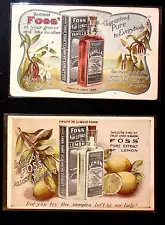 2 food extract tr advertising post cards Foss' Extracts post card #1