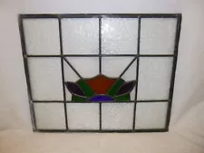 STAINED GLASS PANEL WINDOW ARCHITECTURAL SALVAGE 19" X 16"