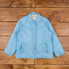 Vintage Sears Coach Jacket L 90s Windbreaker Raglan Blue Womens Snap