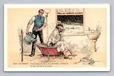 "A Cold Running Sitz Bath" Antique English Medical Humor Comic Postcard 1910s