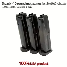 3 Magazines For S&W 59,5906, Marlin Camp 9mm 10 Round blue Steel