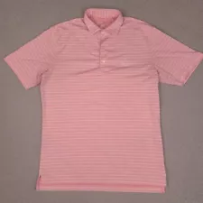 Johnnie-O Polo Shirt Mens Medium Pink Sands Newton Striped Lost City Golf Club