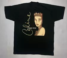 Vtg Celine Dion Singer Heavy Cotton Black Full Size Men Women Shirt AG110