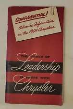 RARE 1954 Chrysler Line Sales Brochure BOOKLET 78p Windsor Imperial New Yorker