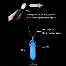 Blue Luminous Crystal Hexagram Pillar pendant Necklace for Men's Vintage Jewelry