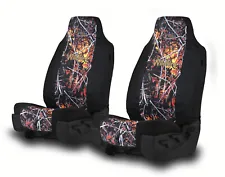 NEOPRENE MOONSHINE WILDIRE CAMO SEAT COVERS for 2 High Back Bucket Seats