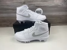 Nike Air Jordan 1 Mid TD White Grey Fog FJ6805 101 Football Cleats Men's NEW