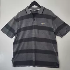 Guiness Polo Shirt Mens XL Stripe Grey Embroidered Logo short Sleeve Cutaway 1