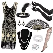 1920s Flapper Accessories Set, Great Gatsby Costume Set Roaring 20's Medium