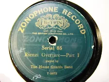 1908 HOME GUARD BAND Wagner RIENZI OVERTURE Military Brass ZONOPHONE T-5072