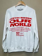 Justin Bieber Our World Crewneck Sweatshirt White Color Adult Size M