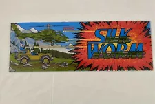 Vintage Silk Worm arcade plexi marquee panel 1980's. - 23” x 8” - Great Graphics