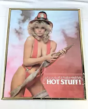 Hot Stuff Firemen 1986 Hot girl Original Man Cave Car Garage Poster Framed