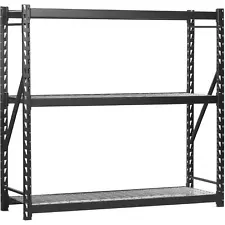 Muscle Rack 77"W x 24"D x 72"H 3-Tier Steel Welded Storage Rack 4,500 lb Black