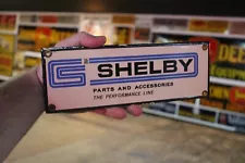 FORD SHELBY PARTS DEALER PORCELAIN METAL SIGN GAS OIL MUSTANG GT GARAGE DRAG