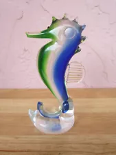 Dynasty Gallery Multi-Color Small Glass Seahorse Figurine 6 Inches For Sale!!!