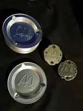 4x Vintage McDonald's Restaurant Aluminum Ashtrays 3.5" Wide