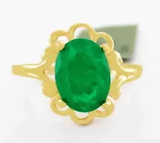 GENUINE 1.79 Cts EMERALD SOLITAIRE RING 10k GOLD -Free Certificate Appraisal