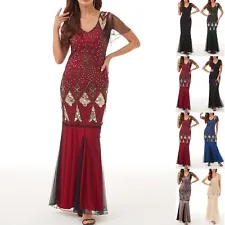 Women Evening Dress 1920s Flapper Cocktail Formal Gown Sequin Luxury Long Dress