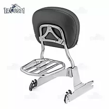 Chrome Backrest Sissy bar+Luggage Rack Fit For Harley Softail Night Train FXSTB (For: 2004 Harley-Davidson Night Train)