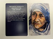 MOTHER TERESA'S PRAYER FOR THE POOR (Lot of 2 Laminated Catholic prayer cards