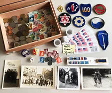 ESTATE LOT-CIGAR BOX-WW2 NAZI GERMAN swaskta Coins/NEW US Stamps,World, Soldiers