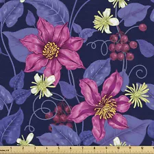 Ambesonne Floral Blooms Fabric by the Yard Decorative Upholstery Home Accents