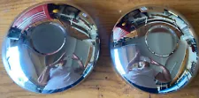 2 Chrome Metal Hubcaps with Rings / Ridges Airstream? Hub Caps 8.75 O.D. Taiwan