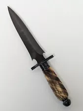 Early Willie Rigney 11.25" High Art Dagger Damascus Steel Blade Polished Bone