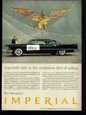 CHRYSLER 1958 IMPERIAL 4 DOOR BLACK SEDAN RIDE IS WEIGHTLESS FEEL OF SAILING AD