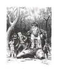 The Walking Dead commission art by Tony Moore. Carl Grimes kills Shane with Rick