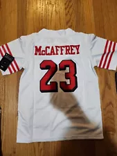 NWT youth customized jersey 49ers @23 Christian McCaffrey S-XL color white *new