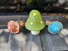 Lot Of 3 Mushrooms For Fairy Garden / Potted Plant Decor etc