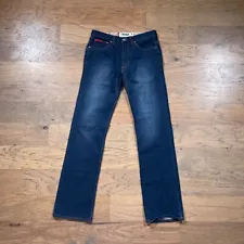 New ListingMountain Khakis Jeans Mens 32 Blue Denim Pants Slim Straight Stretch Cotton Logo