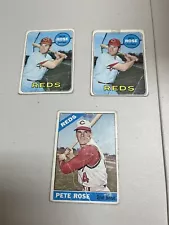 Pete Rose Reds Heavy Wear Poor Condition 1966 and 1969 Vintage 3 Card Lot