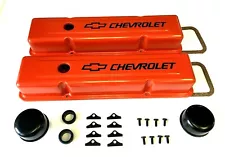 Chevrolet Steel Valve Covers Orange TALL COVERS Chevy Engine Dress Up 283-400 (For: Chevrolet)