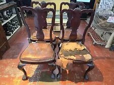 Antique Mahogany Chippendale Chairs, Set of Four