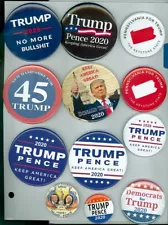 12 Donald Trump Political Campaign Pinback Buttons NO MORE BULL 2020