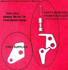 TJ's fit COLT 1911 SERIES '80 TO '70 CONVERSION SHIM ©Frame Slot Filler Plate