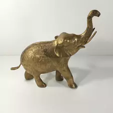 Vintage Brass Elephant Statue Made In Pakistan 8"