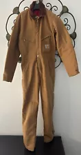 Carhartt Men's Quilt Lined Duck Coveralls X01 BRN Brown Size 34 Reg