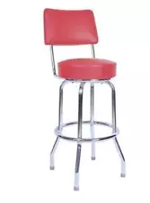 Richardson Seating 1957- 24" Floridian Swivel Counter Stools Red Chrome, 4 Pack