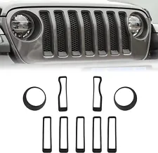 Front Grille Inserts Angry Bird Headlight Bezel Trim for 18+ Jeep Wrangler JL/JT (For: Jeep Gladiator)