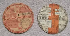 Early 'Cycle Sidecar BSA,1943' And 'Bicycle DKW? 1941' Tax Discs. WW2 Era.