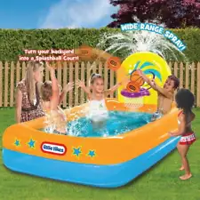 Splash Dunk Sprinkler Pool, Inflatable Pool with Basketball Hoop for Ages 3-6