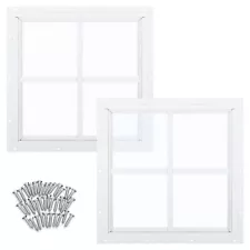 Tandefio 2 Pack White Flush Mount Shed Window with Tempered Glass Household W...