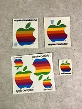 Original Vintage 1980's Apple Computers 2" x 2 1/2" & 5" Decal & Stickers Lot