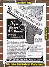 Metal Sign - 1933 Colt Woodsman .22 Pistol- 10x14 inches