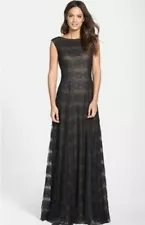 VERA WANG Women Elegant Black Lace Formal Long Gown