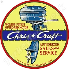 Chris Craft Authorized Sales & Service Round 11.75" Round Metal Sign